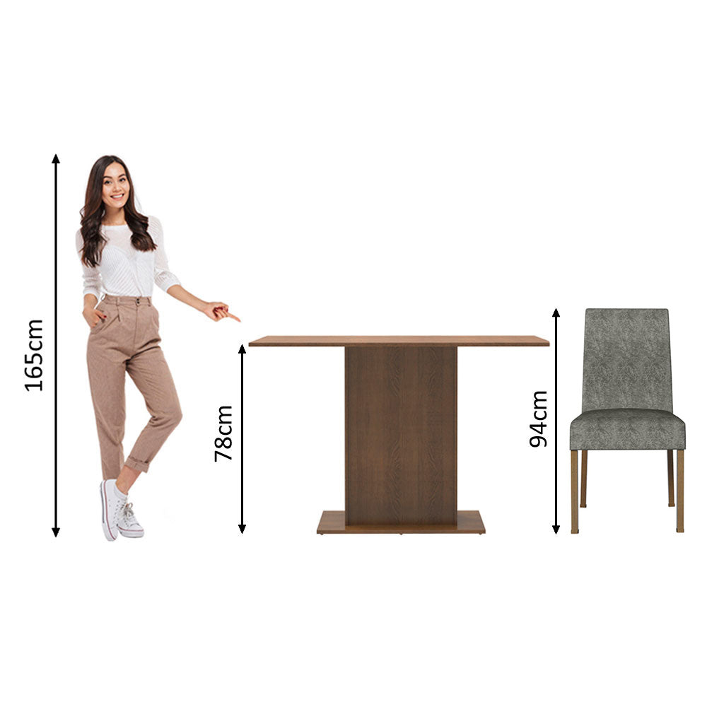Conjunto de Comedor 2 Sillas Marrón/Plata Manu Madesa