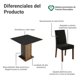 Juego de Comedor Mesa Encimera de Madera 4 Sillas Marrón/Negro/Oxford Livia