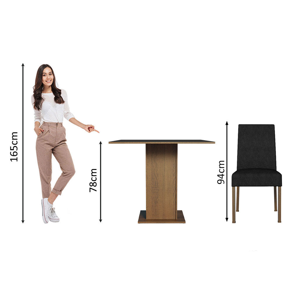 Juego de Comedor Mesa Encimera de Madera 4 Sillas Marrón/Negro/Oxford Karina