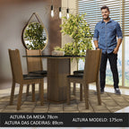 Conjunto de Comedor con Encimera Vidrio 4 Sillas Marrón/Negro Perla Madesa