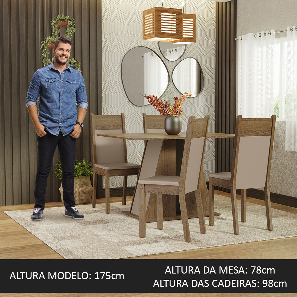 Conjunto de Comedor 4 Sillas Marrón/Crema/Beige Angel Madesa