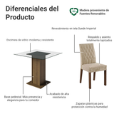 Juego de Comedor Mesa Encimera de Vidrio 4 Sillas Marrón/Imperial Noemi