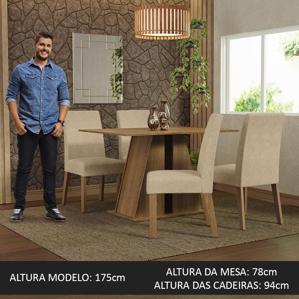 Juego de Comedor Mesa Encimera de Madera 4 Sillas Marrón/Imperial Agnes