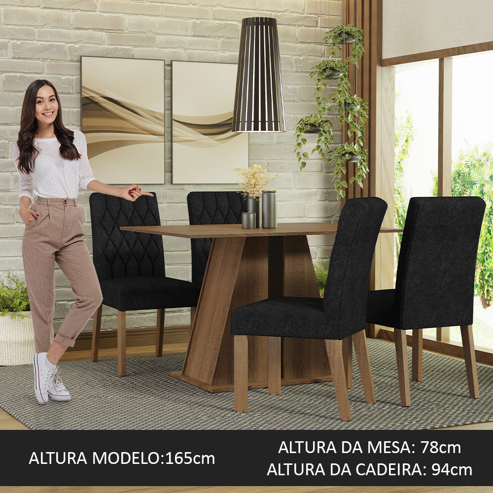 Juego de Comedor Mesa Encimera de Madera 4 Sillas Marrón/Oxford Gisele