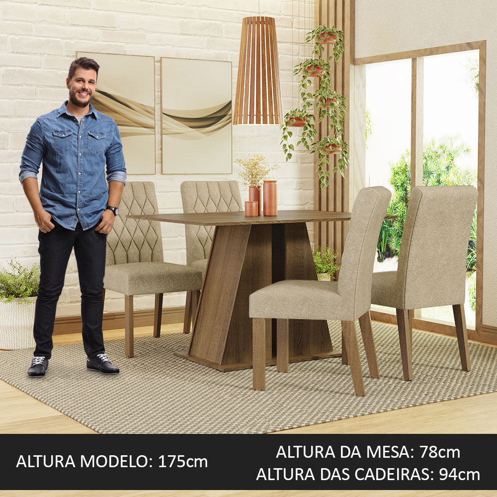 Conjunto de Comedor 4 Sillas Marrón/Imperial Gisele Madesa