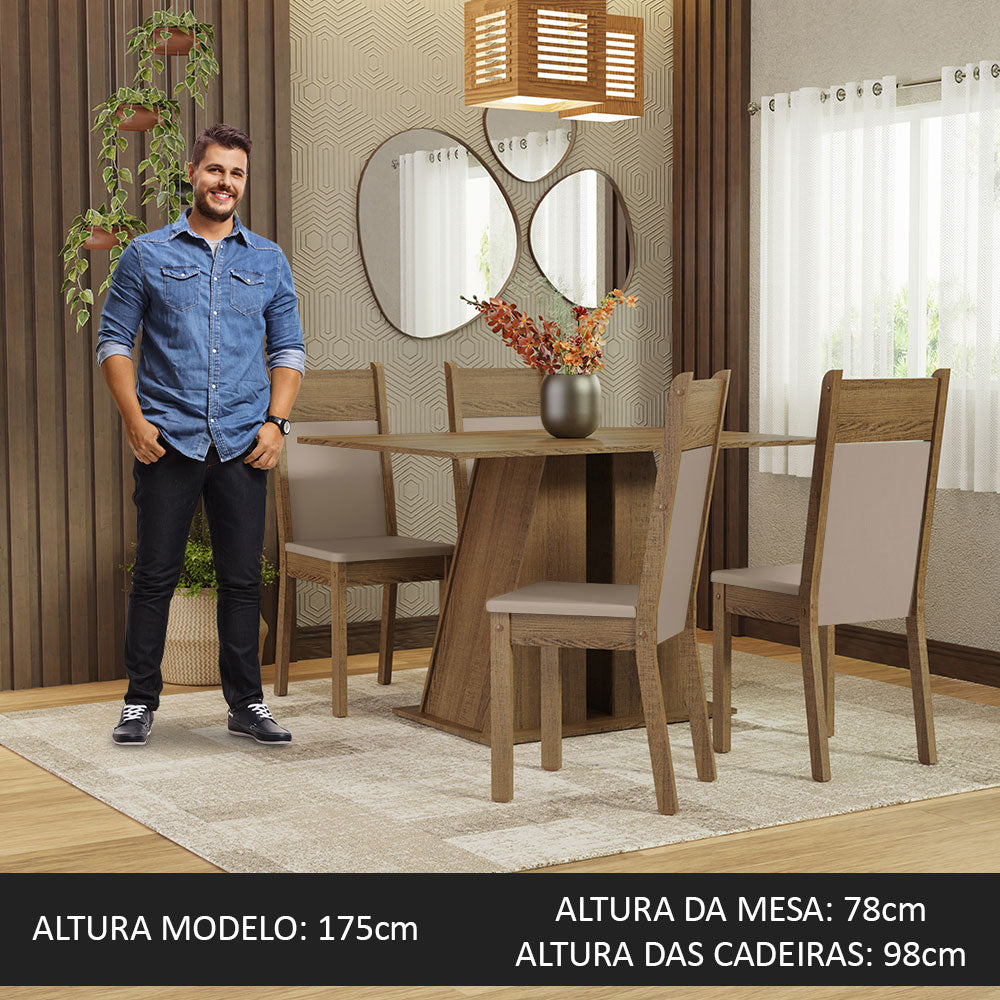 Juego de Comedor Mesa Encimera de Madera 4 Sillas Marrón/Beige Angel