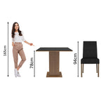 Conjunto de Comedor con Encimera Vidrio 4 Sillas Marrón/Negro/Oxford Evelin Madesa