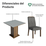Juego de Comedor Encimera de Madera 4 Sillas Marrón/Gris/Silver Aspen Madesa