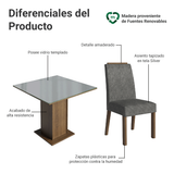 Juego de Comedor Encimera de Vidrio 4 Sillas Marrón/Gris/Silver Sines Madesa