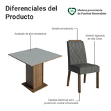 Juego de Comedor Encimera de Madera 4 Sillas Marrón/Gris/Silver Cannes Madesa
