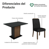 Conjunto de Comedor Encimera de Vidrio 4 Sillas Marrón/Negro/Oxford Jasmin Madesa