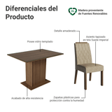 Conjunto de Comedor Encimera de Vidrio 4 Sillas Marrón/Imperial Pitanga Madesa