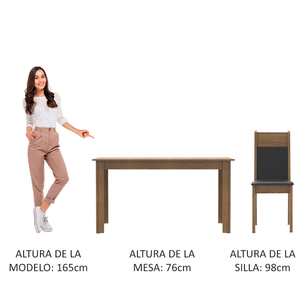 Juego de Comedor Mesa con Encimera de Madera 6 Sillas Marrón/Negro Medellin