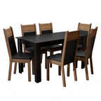 Conjunto de Comedor 6 Sillas Negro/Marrón/Sintético Medelin Madesa