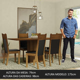 Juego de Comedor Mesa con Encimera de Madera 6 Sillas Marrón/Negro Augusta