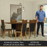 Juego de Comedor Mesa con Encimera de Madera 6 Sillas Marrón/Negro Augusta