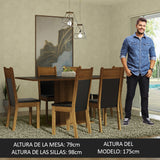 Juego de Comedor Mesa con Encimera de Madera 6 Sillas Negro/Marrón Augusta