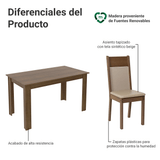 Juego de Comedor Mesa Encimera de Madera 6 Sillas Marrón/Crema/Beige Bahamas