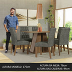 Conjunto de Comedor 6 Sillas Marrón/Crema/Silver Fabiana Madesa