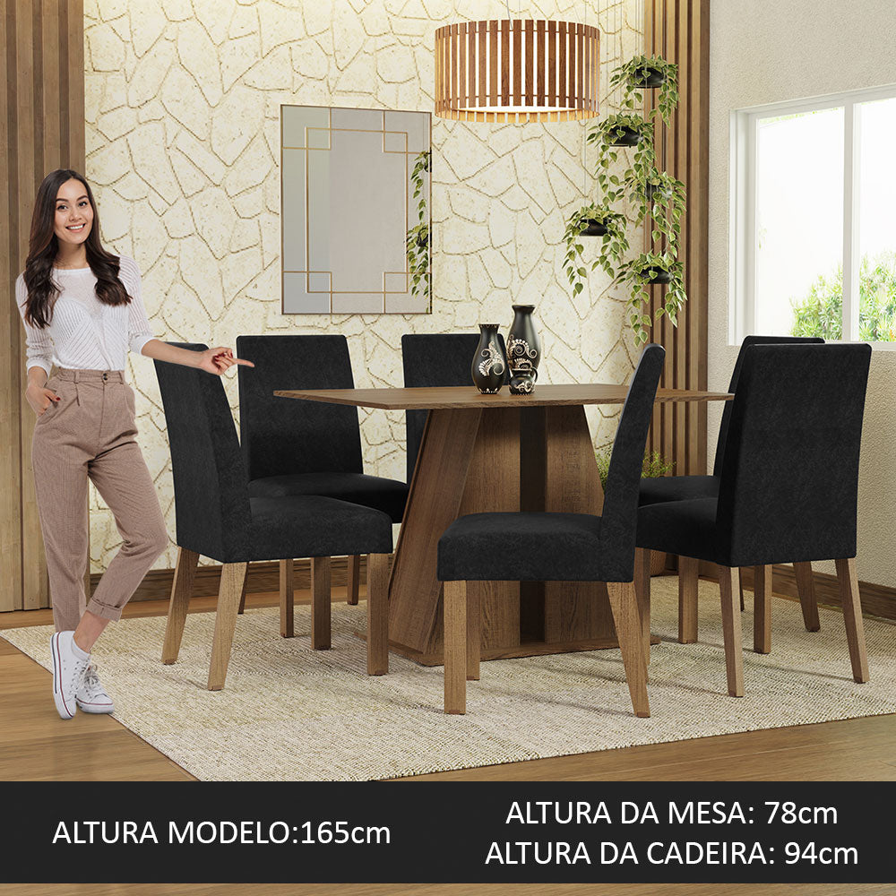 Juego de Comedor Mesa Encimera de Madera 6 Sillas Marrón/Oxford Cheryl