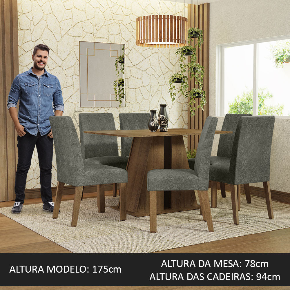 Juego de Comedor Mesa Encimera de Madera 6 Sillas Marrón/Silver Cheryl