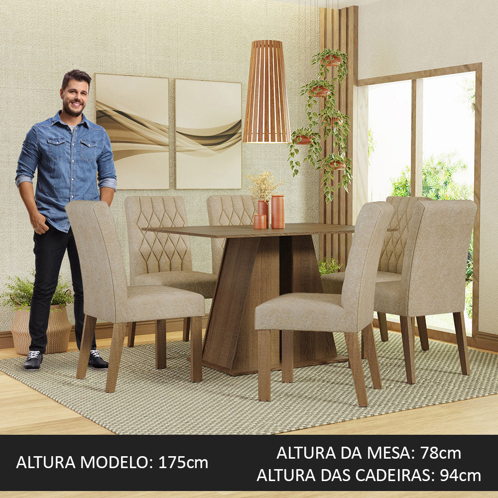 Juego de Comedor Mesa Encimera de Madera 6 Sillas Marrón/Imperial Fabiana