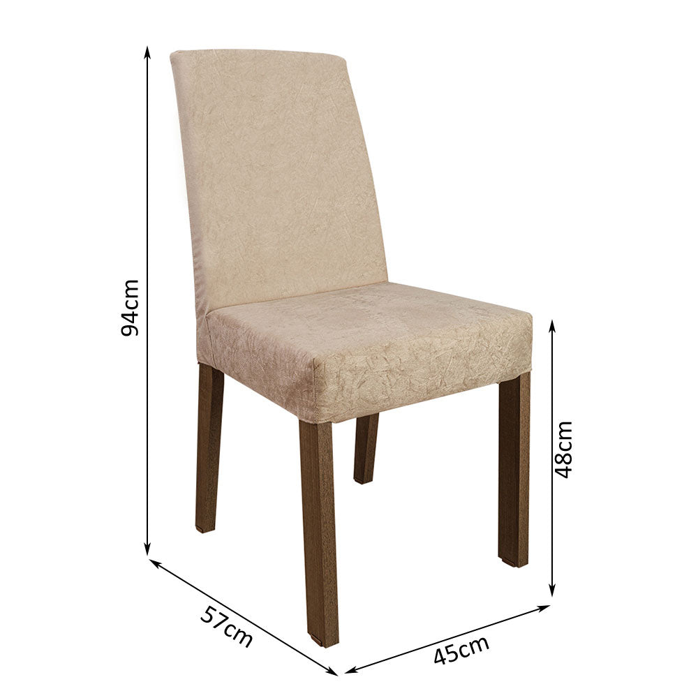 Conjunto de Comedor con Encimera Vidrio 6 Sillas Marrón/Crema/Imperial Valerie Madesa