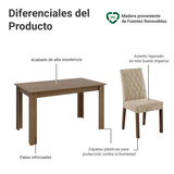 Juego de Comedor Mesa con Encimera de Madera 6 Sillas Marrón/Imperial Allegro