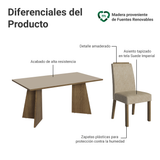 Juego de Comedor Encimera de Madera 6 Sillas Marrón/Crema/Imperial Soho Madesa