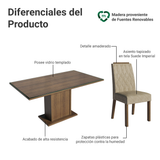 Conjunto de Comedor Encimera de Vidrio 6 Sillas Marrón/Imperial Azaleia Madesa