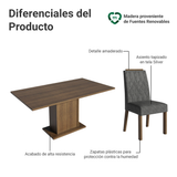 Conjunto de Comedor Encimera de Madera 6 Sillas Marrón/Silver Bosque Madesa
