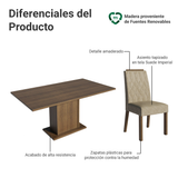 Conjunto de Comedor Encimera de Madera 6 Sillas Marrón/Imperial Bosque Madesa