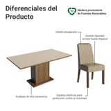 Conjunto de Comedor Encimera de Madera 6 Sillas Marrón/Crema/Imperial Bosque Madesa