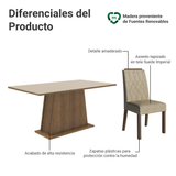 Conjunto de Comedor Encimera de Madera 6 Sillas Marrón/Crema/Imperial Cedro Madesa