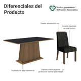Conjunto de Comedor Encimera de Madera 6 Sillas Marrón/Negro/Oxford Cedro Madesa