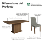 Conjunto de Comedor 6 Sillas Marrón/Silver Grasse Madesa