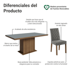 Conjunto de Comedor 6 Sillas Marrón/Gris/Silver Luso Madesa