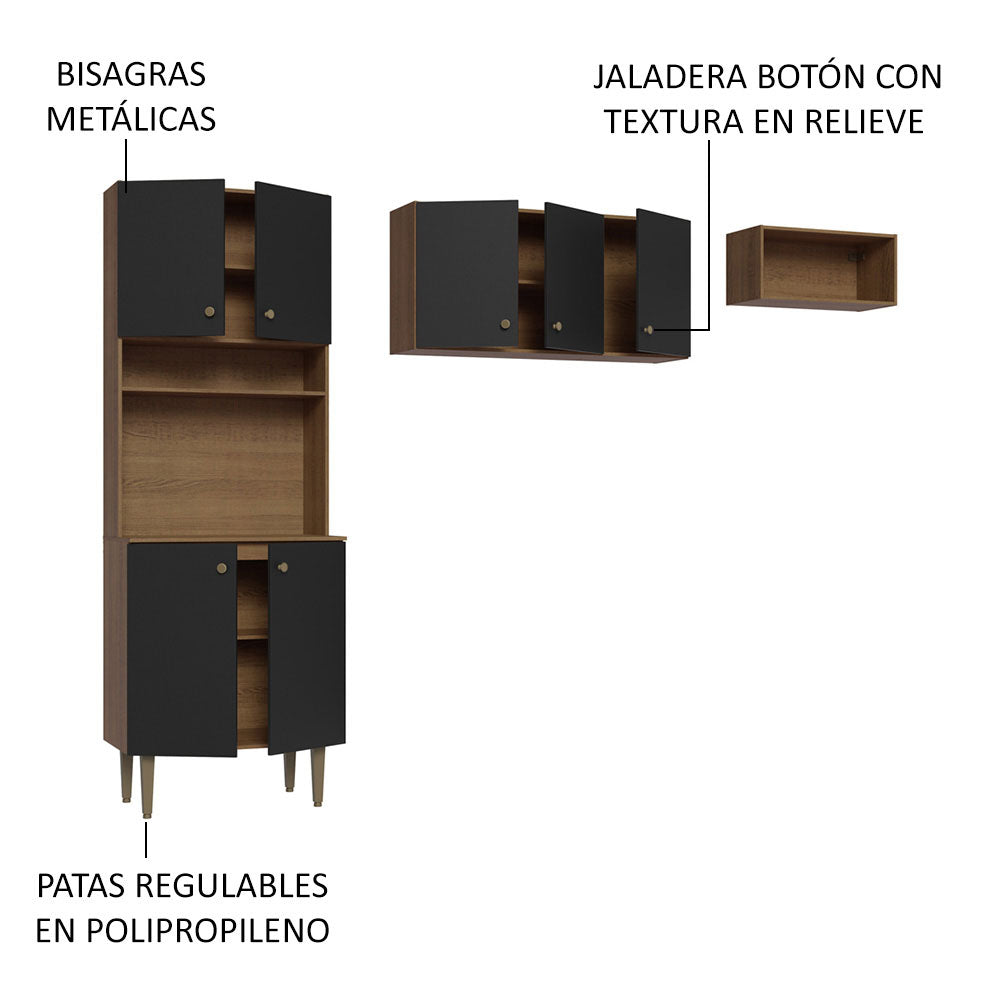 Kit Lavadero 235 cm Marrón/Negro Gourmet Madesa