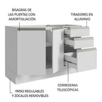 Gabinete para Baño 120cm 2 Puertas 3 Cajones Blanco Madesa