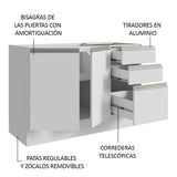 Gabinete para Baño de 120cm 2 Puertas y 3 Cajones Blanco