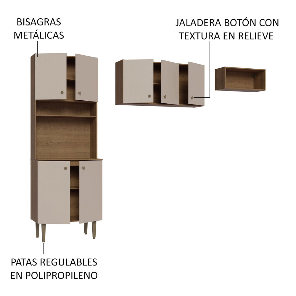 Cocina Compacta 235 cm Marrón/Crema Madesa