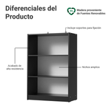 Estante Zapatera 3 Niveles Sin Puertas Negro