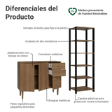 Kit Cocina Gabinete Bajo 3 Puertas 2 Cajones y Estante Despensero 5 Niveles Marrón/Negro