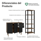 Kit Gabinete Bajo 3 Puertas 2 Cajones y Estante Multiuso Marrón/Negro Madesa 02