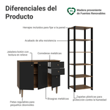 Kit Cocina Gabinete Bajo 3 Puertas 2 Cajones y Estante Despensero 5 Niveles Marrón/Negro