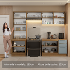 Cocina Integral 270 cm Con Vitrina Marrón/Gris Lux Madesa
