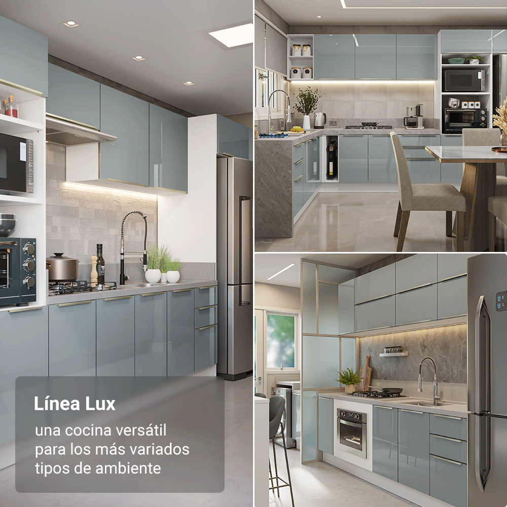 Cocina Integral 240cm Lux Blanco/Gris 05