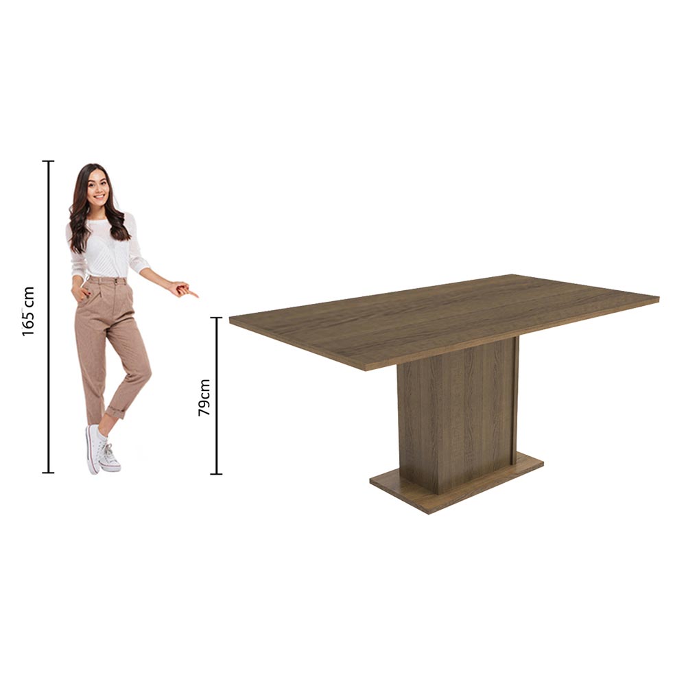 Juego de Comedor Megan Mesa con Encimera y 6 Sillas Marrón/Sintético Beige