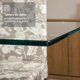 Juego de Comedor Mesa con Encimera de Vidrio y 4 Sillas Color Marrón/Negro Madesa Aline