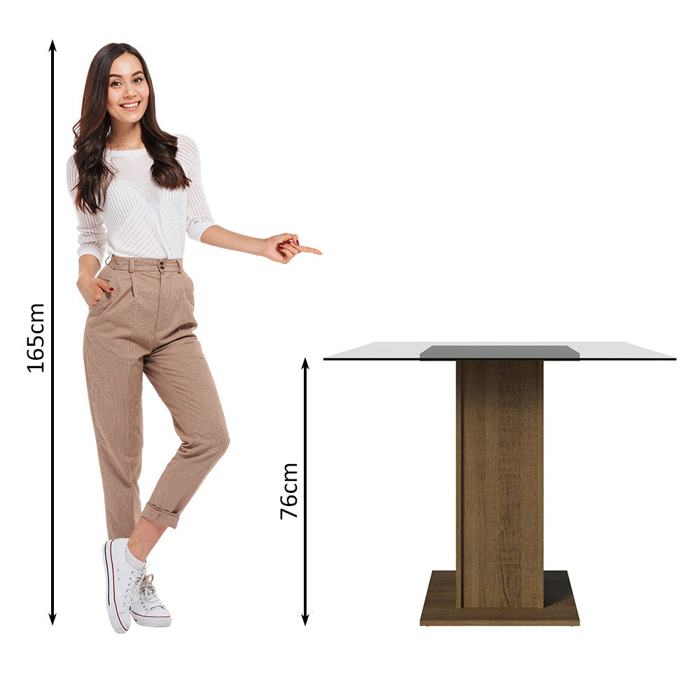 Juego de Comedor Mesa con Encimera de Vidrio y 4 Sillas Marrón/Negro Aline